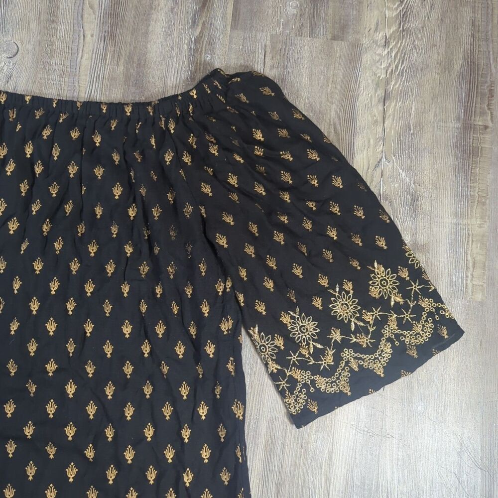 Lapogee Women Size 2X Black and Gold Print Tunic Top Dress Made In India - Picture 4 of 10